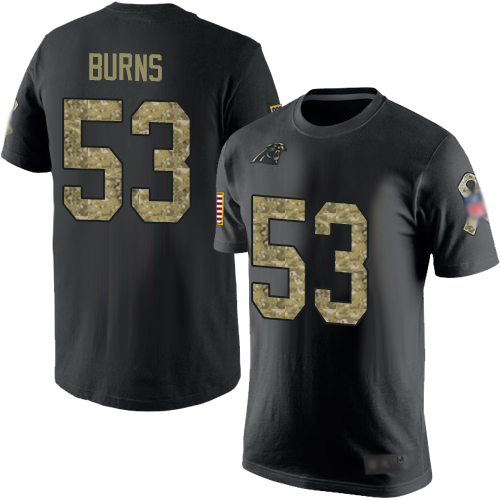 Carolina Panthers Men Black Camo Brian Burns Salute to Service NFL Football #53 T Shirt